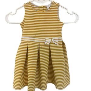 Janie and Jack size 2T sleeveless yellow white striped dress bow